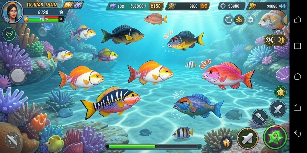 Tangkapan layar gameplay Tembak Ikan yang seru dan menantang.