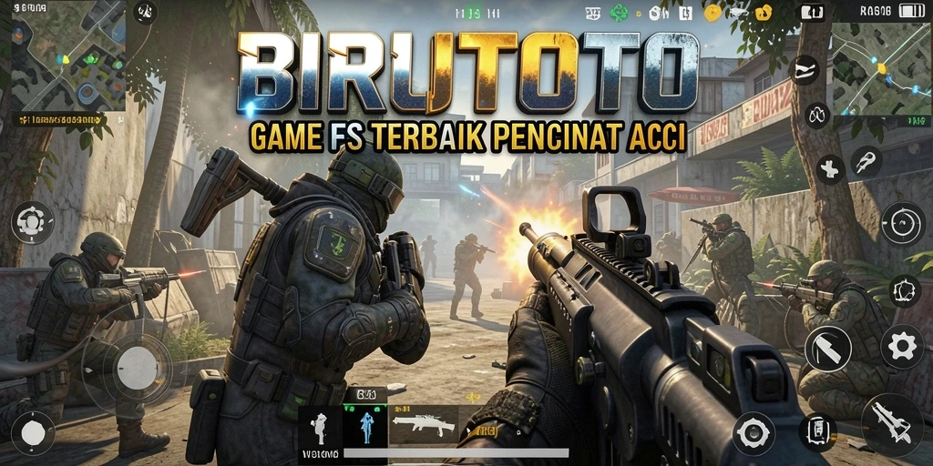 Tangkapan layar BIRUTOTO menampilkan aksi intens dalam pertempuran FPS.
