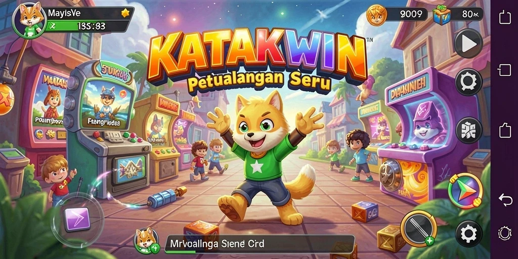 Tangkapan layar KATAKWIN dengan gameplay Arcade yang seru.