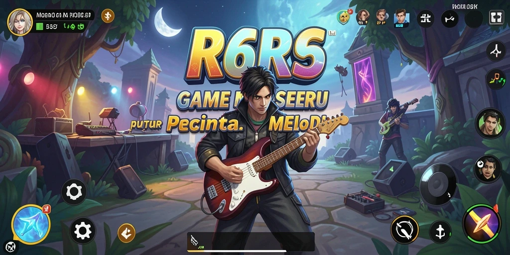 Tampilan gameplay R6R6 yang mengasyikkan dengan musik interaktif.